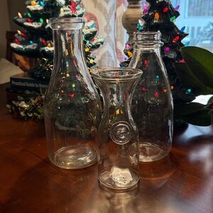 Set of 3 - Vintage Glass Milk Jars